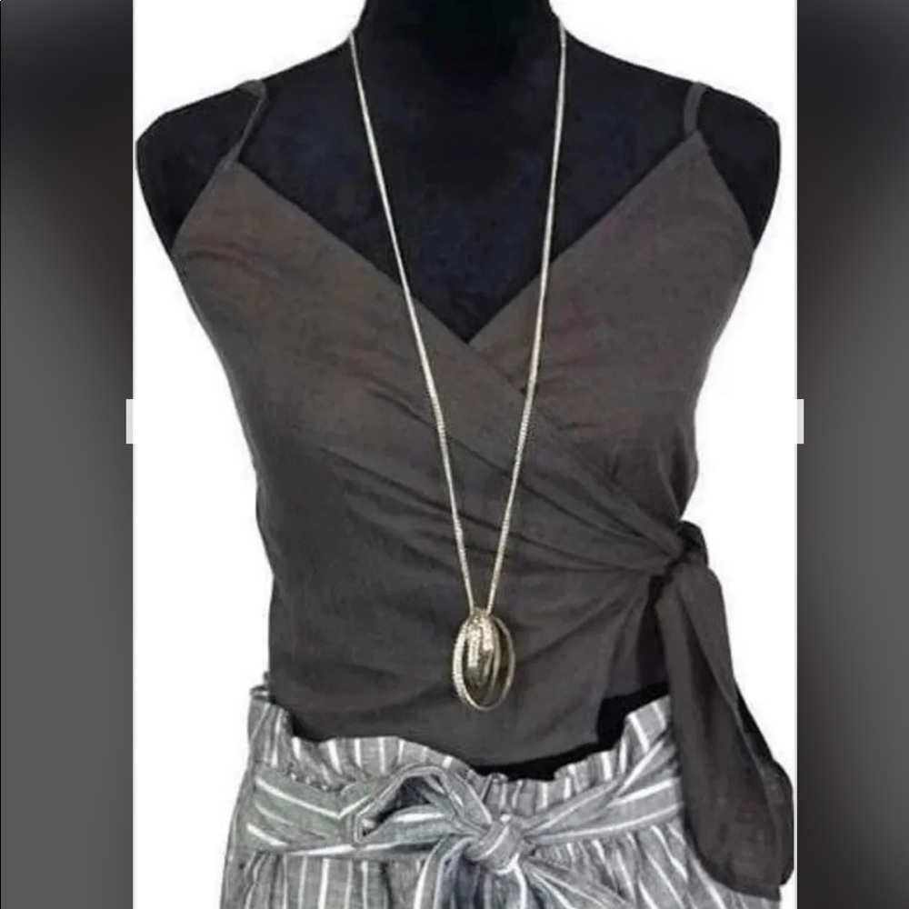 Charcoal wrap top by Hayden
